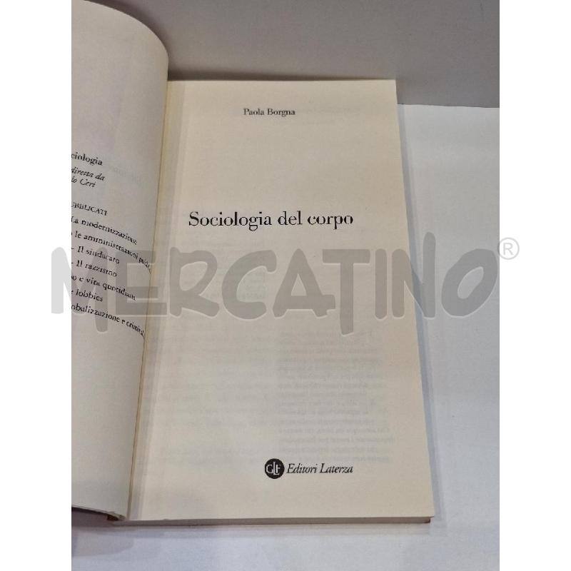 PAOLA BORGNA SOCIOLOGIA DEL CORPO 2005 LATERZA | Mercatino dell'Usato Roma re di roma 4