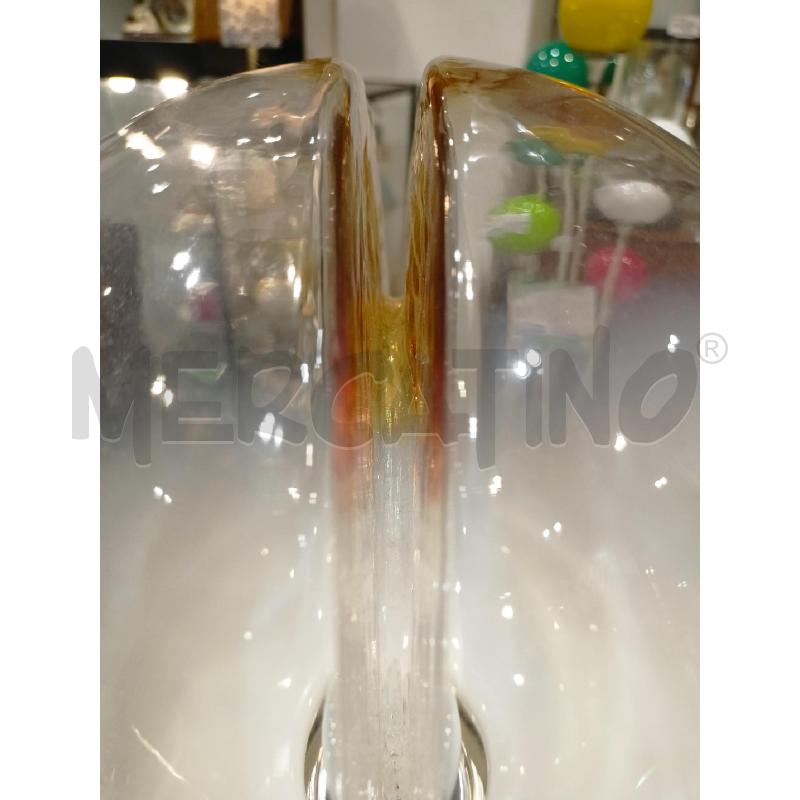 PIANTANA STRUTTURA ACCIAIO CROMATO PARALUME VETRO MURANO BIANCO | Mercatino dell'Usato Roma re di roma 2