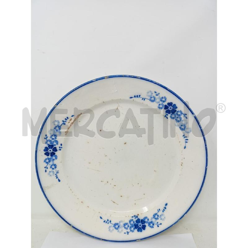PIATTO ANTICO BIANCO DEC FIORI BLU BORDO BLU | Mercatino dell'Usato Roma re di roma 1