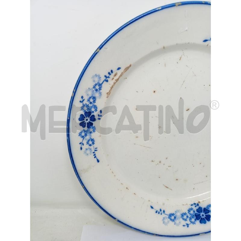 PIATTO ANTICO BIANCO DEC FIORI BLU BORDO BLU | Mercatino dell'Usato Roma re di roma 2