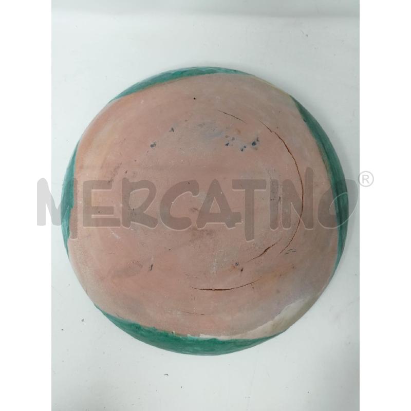 PIATTO CERAMICA FONDO ARANCIONE COLATURE GIALLE NERE B VERDE | Mercatino dell'Usato Roma re di roma 5