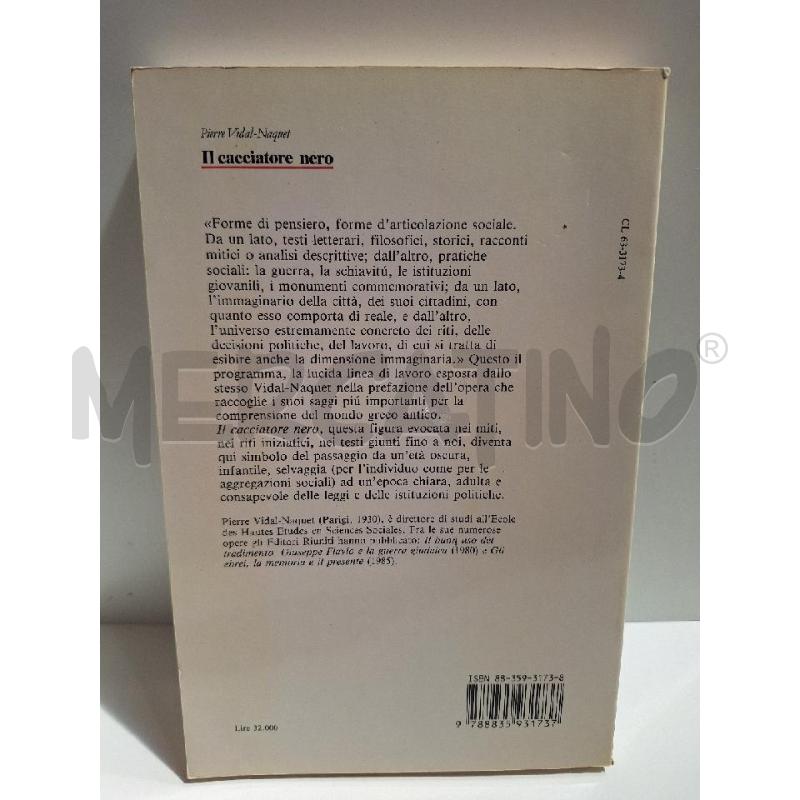 PIERRE VIDAL-NAQUET IL CACCIATORE NERO 1988 EDITORI RIUNITI PRIMA EDIZIONE | Mercatino dell'Usato Roma re di roma 3