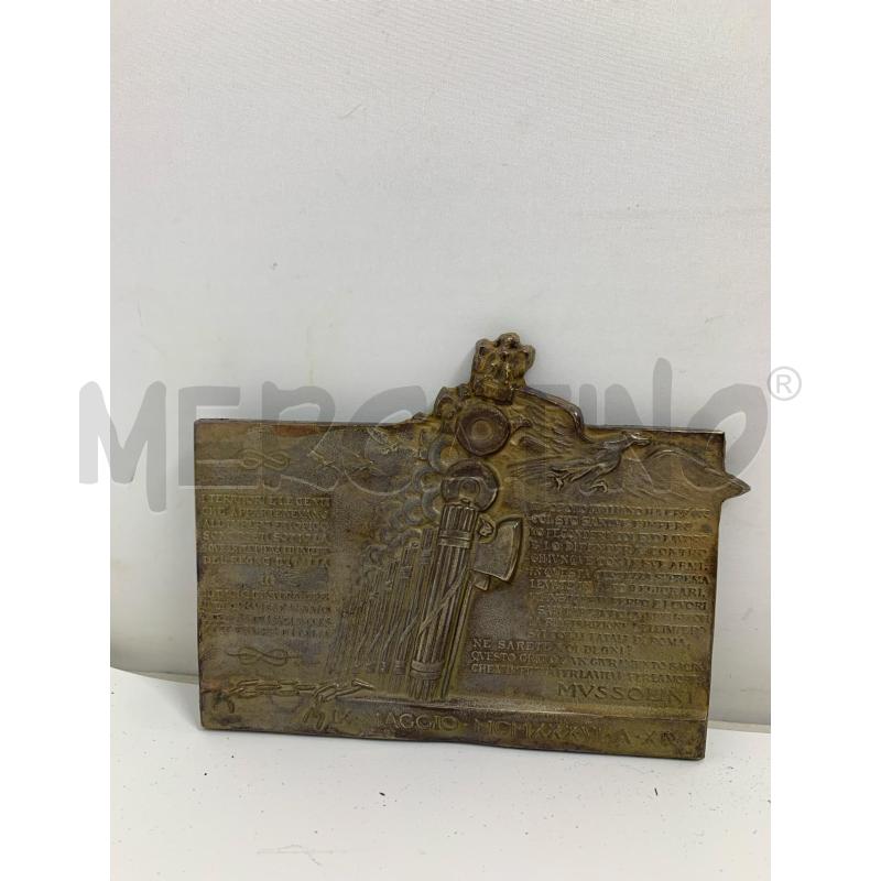 PLACCA BRONZO FASCIO MAGGIO 1936 | Mercatino dell'Usato Roma re di roma 1