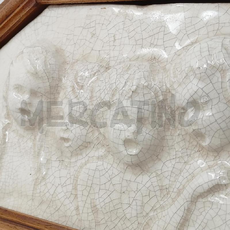 PLACCA CERAMICA 4 BAMBINI CORN LEGNO  | Mercatino dell'Usato Roma re di roma 2