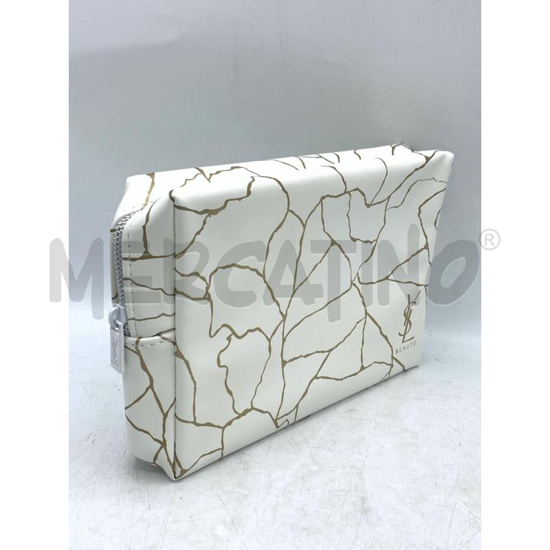 POCHETTE YVES SAINT LAURENT BEAUTY BIANCO RICAMI  ORO  | Mercatino dell'Usato Roma re di roma 2