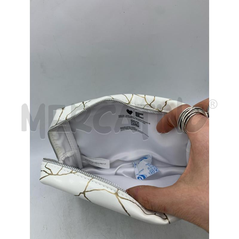 POCHETTE YVES SAINT LAURENT BEAUTY BIANCO RICAMI  ORO  | Mercatino dell'Usato Roma re di roma 4