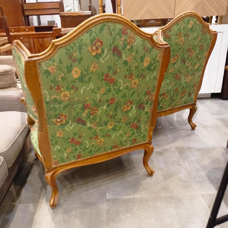 POLTRONA COPPIA STOFFA VERDE A FIORI | Mercatino dell'Usato Roma re di roma 3