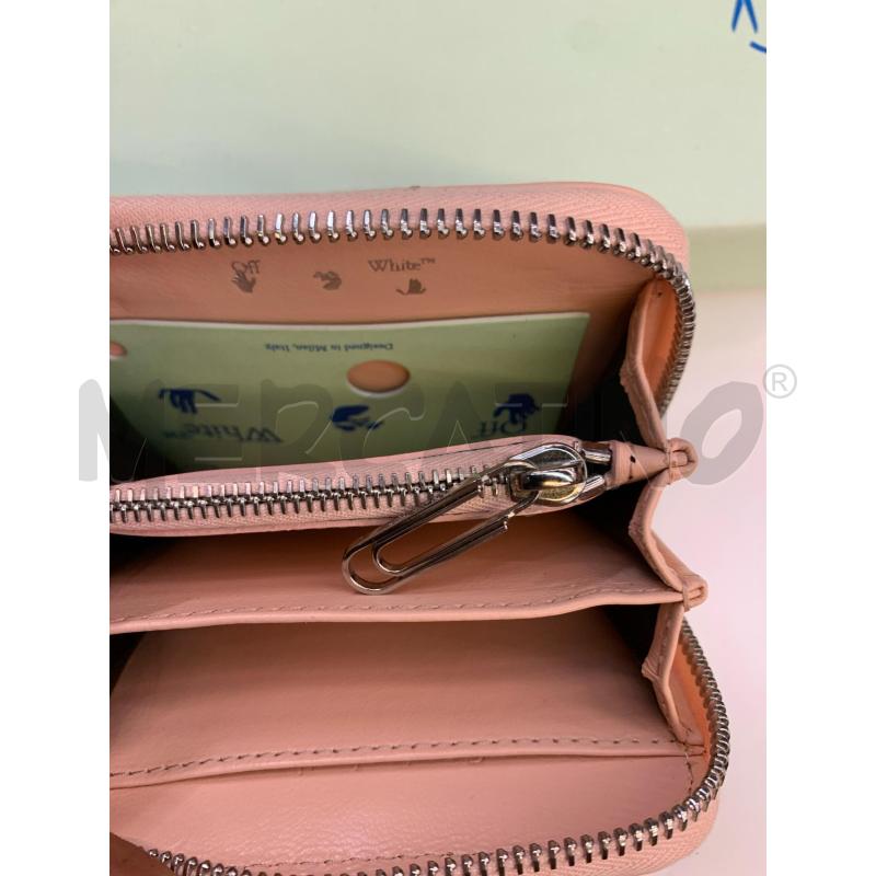 PORTA FOGLIO OFF WHITE ROSA LOGO SILVER  | Mercatino dell'Usato Roma re di roma 4