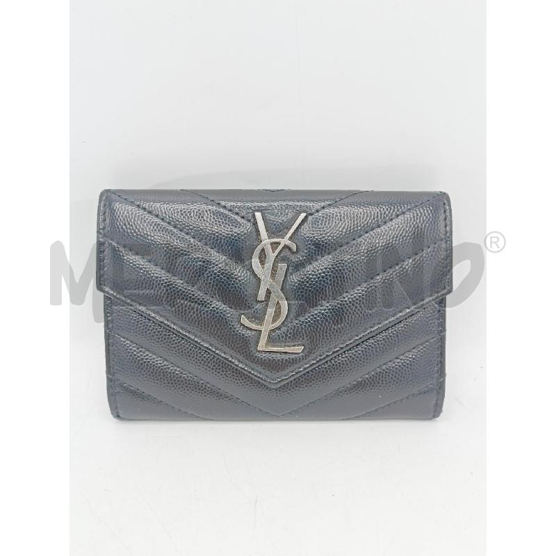 PORTA FOGLIO YVES SAINT LAURENT NERO PELLE LOGO  | Mercatino dell'Usato Roma re di roma 1