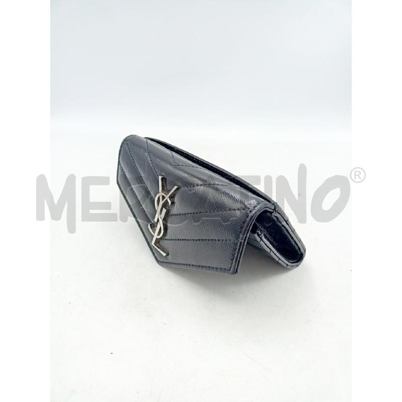 PORTA FOGLIO YVES SAINT LAURENT NERO PELLE LOGO  | Mercatino dell'Usato Roma re di roma 2