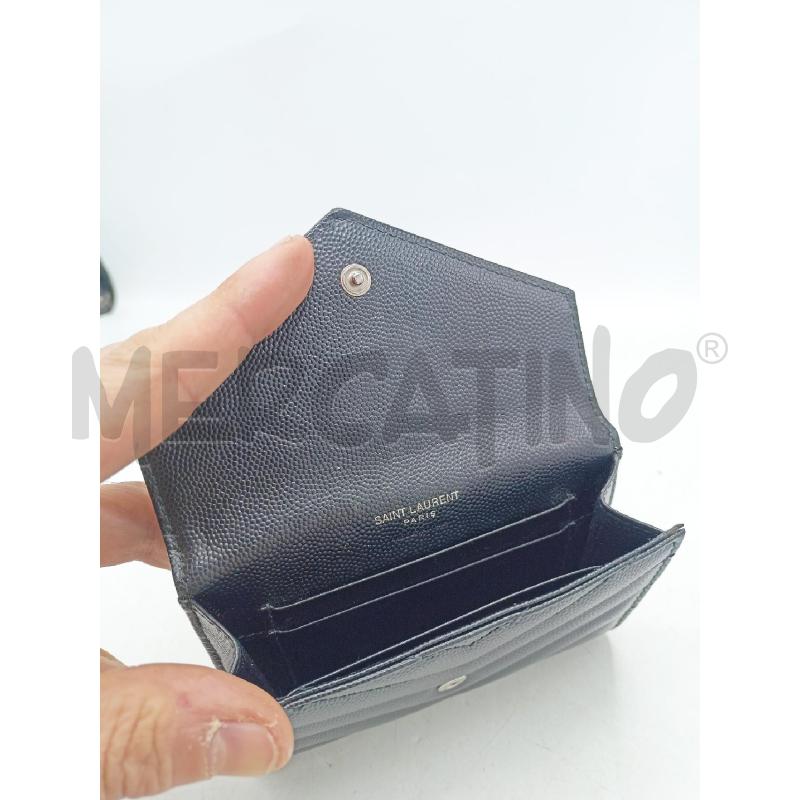 PORTA FOGLIO YVES SAINT LAURENT NERO PELLE LOGO  | Mercatino dell'Usato Roma re di roma 4