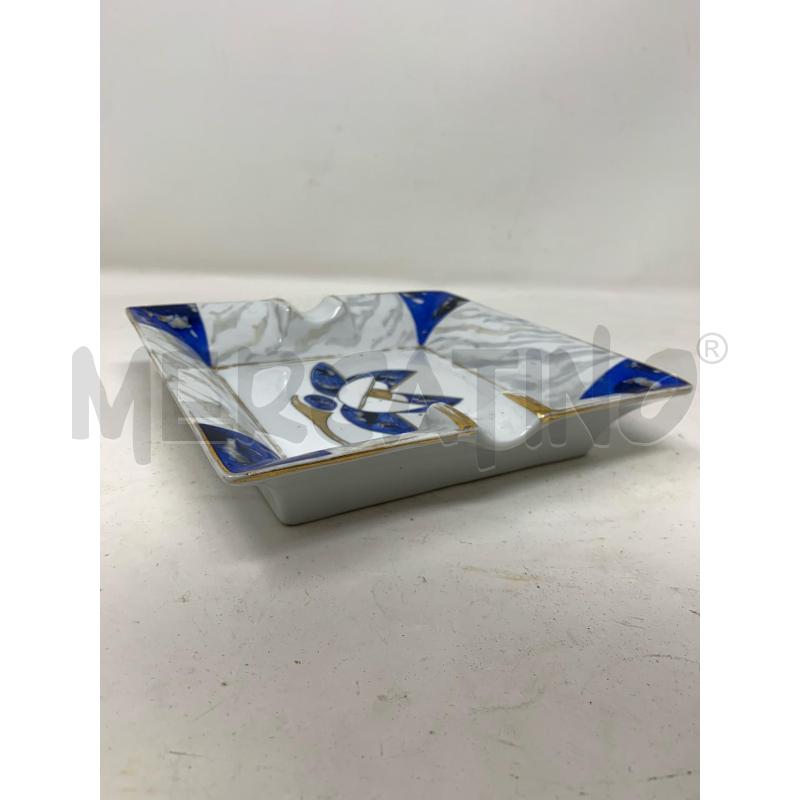 POSA CENERE PORCELLANA LIMONGES DECORATO A MANO BORDI BLU FIORI STILIZZATO CENTRALE  | Mercatino dell'Usato Roma re di roma 2