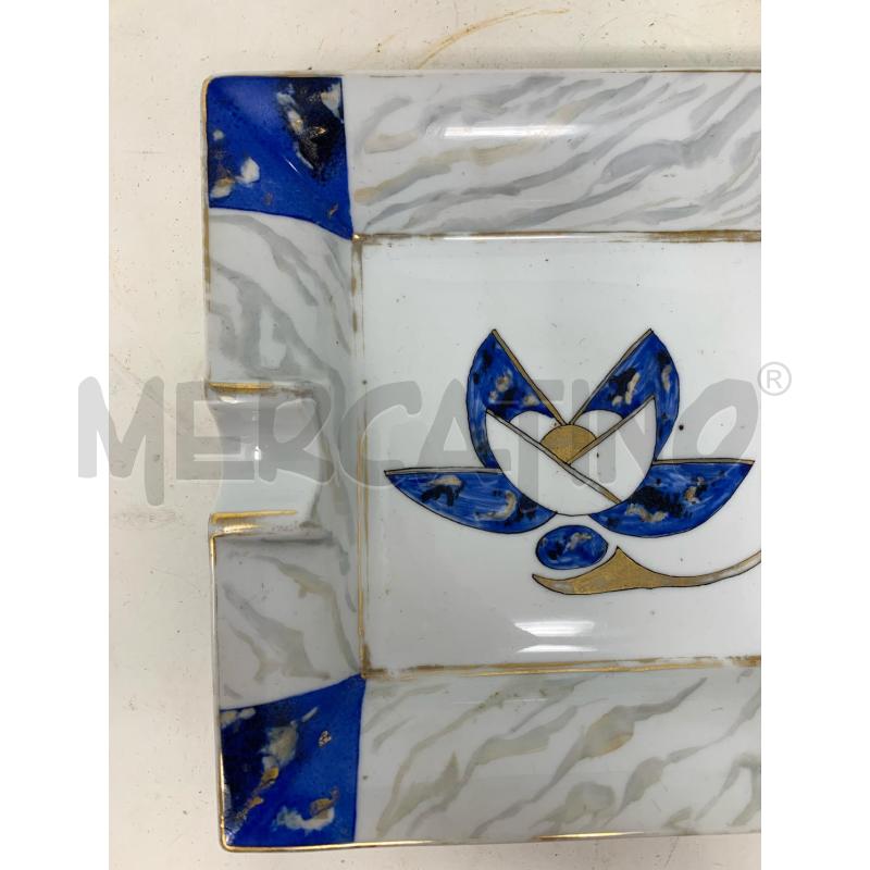 POSA CENERE PORCELLANA LIMONGES DECORATO A MANO BORDI BLU FIORI STILIZZATO CENTRALE  | Mercatino dell'Usato Roma re di roma 3