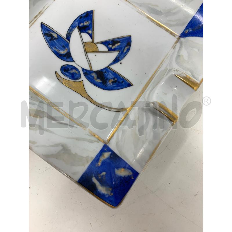 POSA CENERE PORCELLANA LIMONGES DECORATO A MANO BORDI BLU FIORI STILIZZATO CENTRALE  | Mercatino dell'Usato Roma re di roma 4