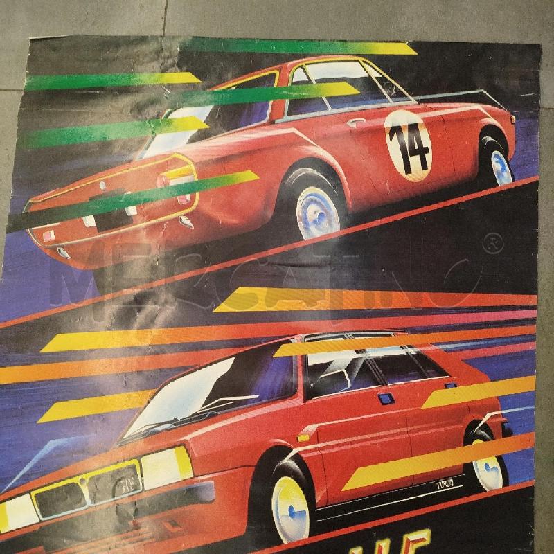 POSTER VINTAGE LANCIA DELTA HF TURBO 69X98 CM ORIGINALE 1986 | Mercatino dell'Usato Roma re di roma 3