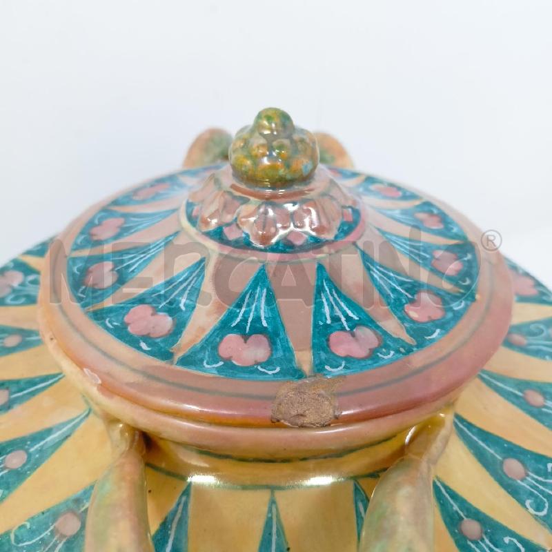 POTICHE VASO DEC ZOOMORFE LATERALI DEC GEOMETRICHE GIALLO VERDI | Mercatino dell'Usato Roma re di roma 2
