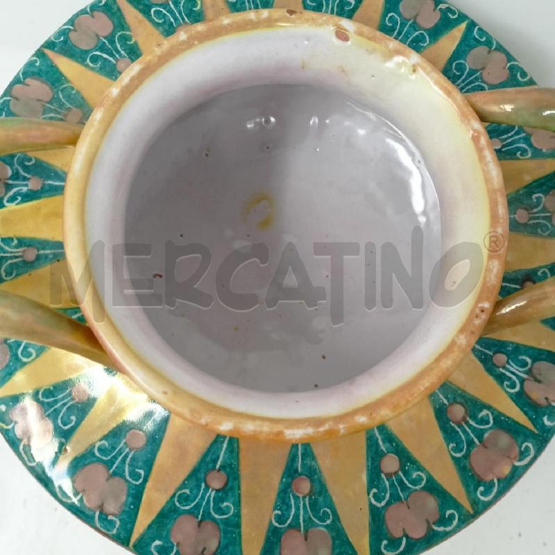 POTICHE VASO DEC ZOOMORFE LATERALI DEC GEOMETRICHE GIALLO VERDI | Mercatino dell'Usato Roma re di roma 3