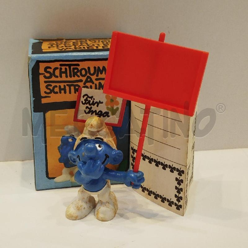 PUFFO MESSAGGERO CON CARTELLO COD.40208 SCHLEICH PEYO 1978 | Mercatino dell'Usato Roma re di roma 1
