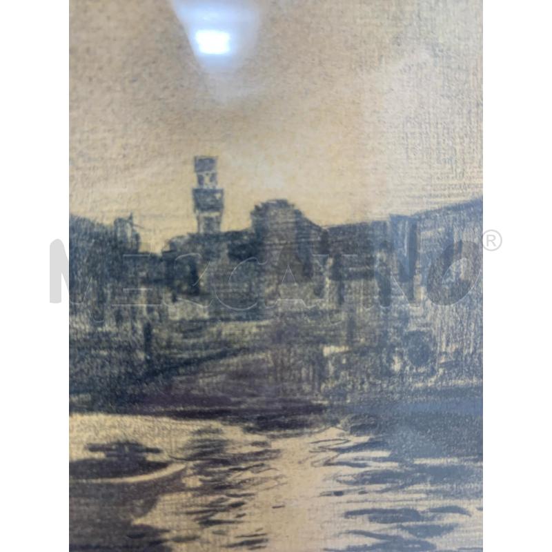 QUADRETTO CARBONCINO BARCHE MOLO  | Mercatino dell'Usato Roma re di roma 4