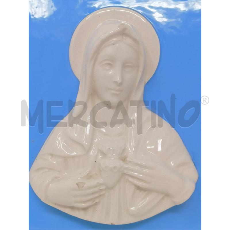 QUADRETTO CERAMICA MADONNA GESU SACROCUORE AZZURRA BIANCA  | Mercatino dell'Usato Roma re di roma 3