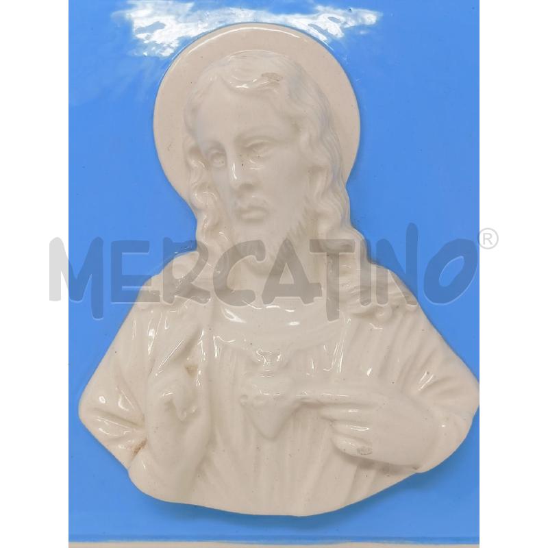QUADRETTO CERAMICA MADONNA GESU SACROCUORE AZZURRA BIANCA  | Mercatino dell'Usato Roma re di roma 4