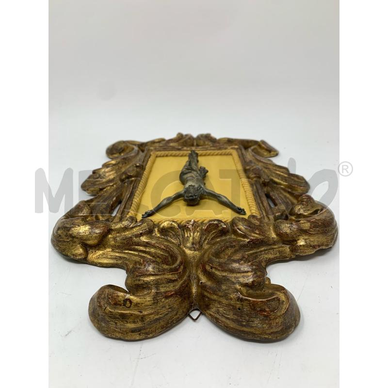 QUADRETTO CROCIFISSO METALLO CORNICE LEGNO DORATO RICCIOLI | Mercatino dell'Usato Roma re di roma 4