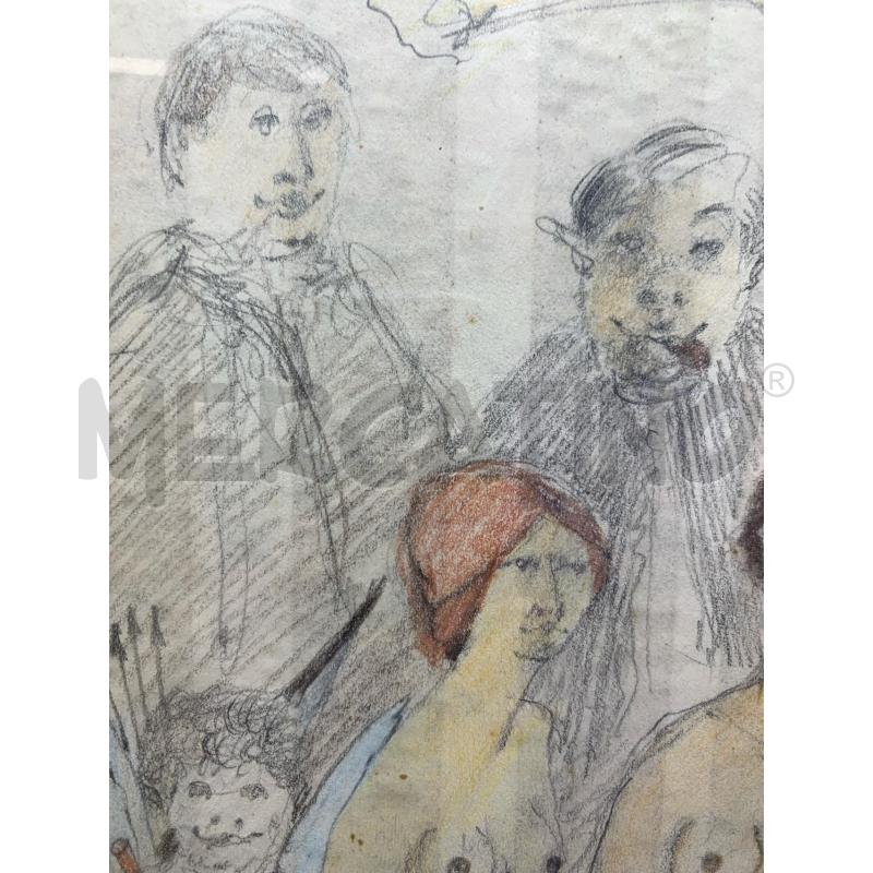 QUADRETTO MATITA SU CARTA  DONNE NUDE CAPELLI ROSSI '64 | Mercatino dell'Usato Roma re di roma 3