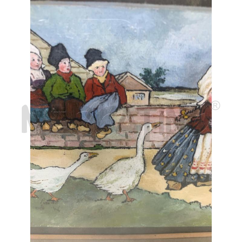 QUADRETTO OLIO CARTONE BIMBI OLANDESI OCHE CORNICE LEGNO DOERATA | Mercatino dell'Usato Roma re di roma 4