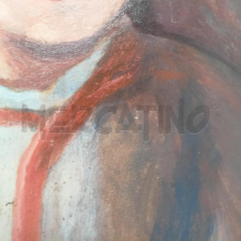 QUADRETTO OLIO TELA RITRATTO BAMBINO MAGLIA AZZURRA DEC ROSSO CORNICE LEGNO DORATO | Mercatino dell'Usato Roma re di roma 4
