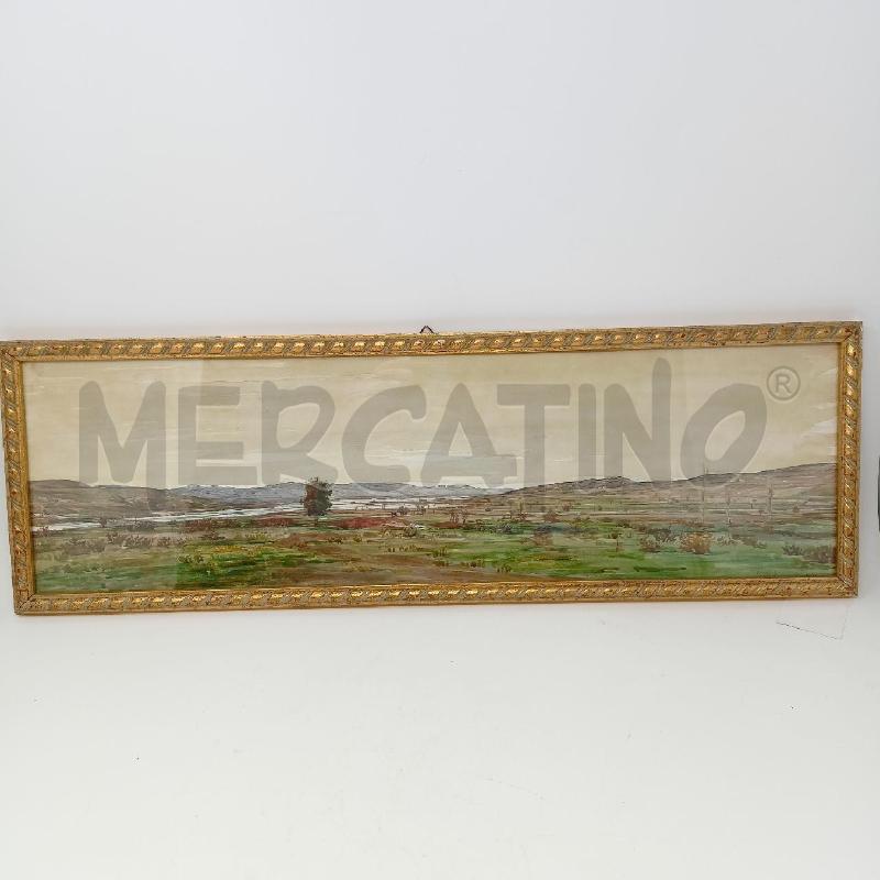 QUADRETTO PAESAGGIO CAMPAGNA DESOLATA CORNICE DORATA | Mercatino dell'Usato Roma re di roma 1
