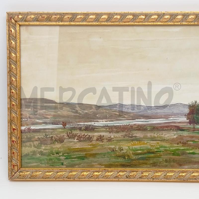 QUADRETTO PAESAGGIO CAMPAGNA DESOLATA CORNICE DORATA | Mercatino dell'Usato Roma re di roma 2