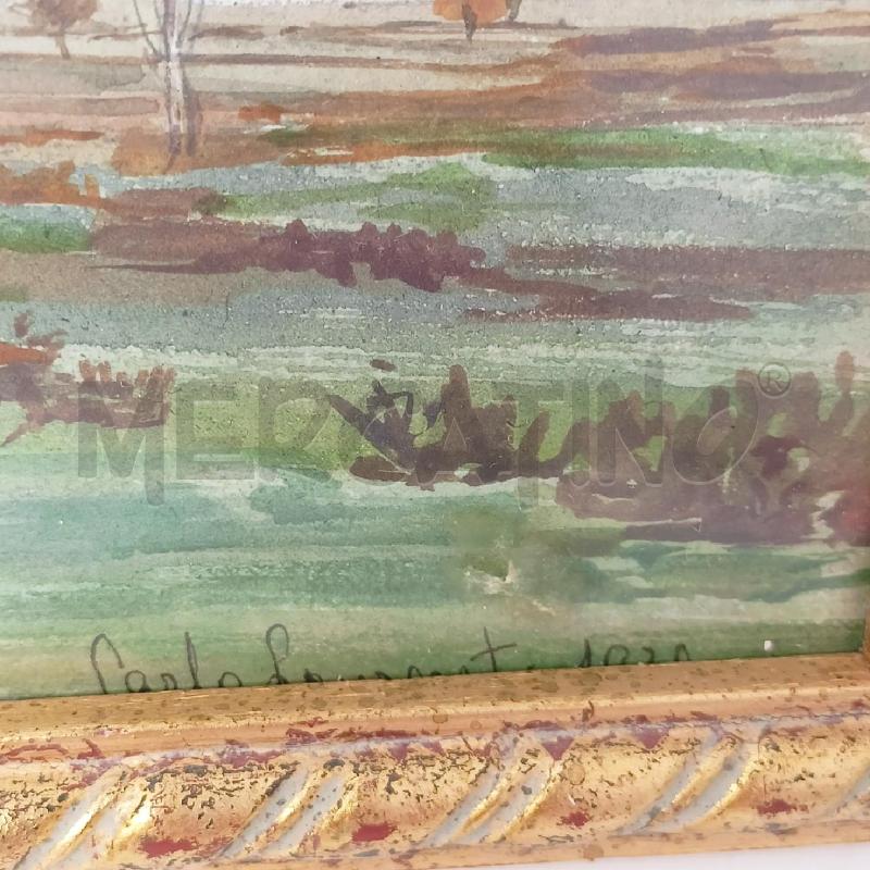QUADRETTO PAESAGGIO CAMPAGNA DESOLATA CORNICE DORATA | Mercatino dell'Usato Roma re di roma 4