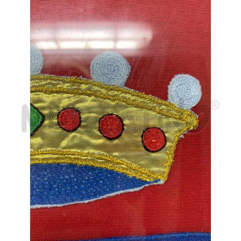 QUADRETTO STEMMA RICAMATO ROSSO TIGRE CORONA CORNICE LEGNO DORATO | Mercatino dell'Usato Roma re di roma 4