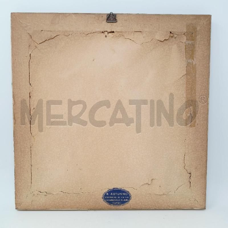 QUADRETTO TEC MISTA SU CARTA QUADRATO CASETTE NERO GRIGIO CORNICE DORATA | Mercatino dell'Usato Roma re di roma 5