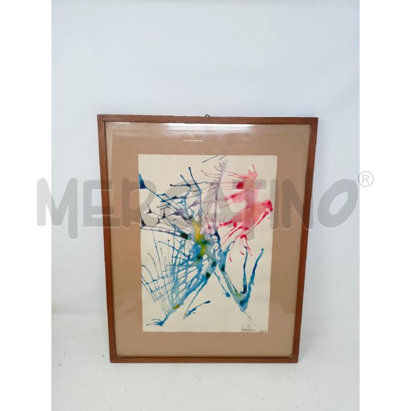 QUADRO AACQUERELLO CARTA SCHIZZI AZZURRI ROSSI GIALLI  | Mercatino dell'Usato Roma re di roma 1