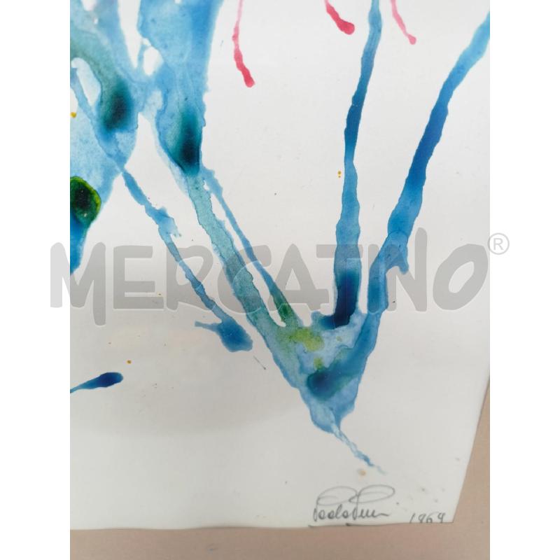 QUADRO AACQUERELLO CARTA SCHIZZI AZZURRI ROSSI GIALLI  | Mercatino dell'Usato Roma re di roma 2