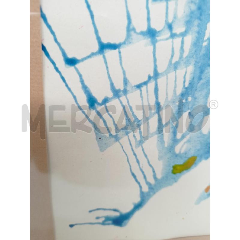QUADRO AACQUERELLO CARTA SCHIZZI AZZURRI ROSSI GIALLI  | Mercatino dell'Usato Roma re di roma 3