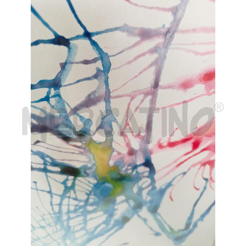QUADRO AACQUERELLO CARTA SCHIZZI AZZURRI ROSSI GIALLI  | Mercatino dell'Usato Roma re di roma 4