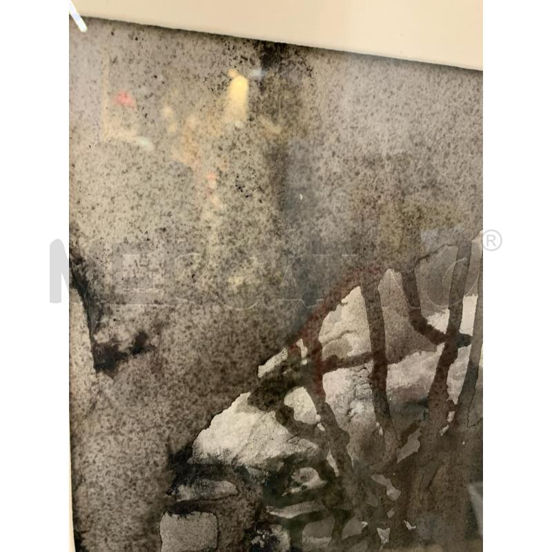 QUADRO ACQUERELLO CARTA COLATURE 2 MACCHIE GRIGIE TONI GRICI CORN METALLO  | Mercatino dell'Usato Roma re di roma 4