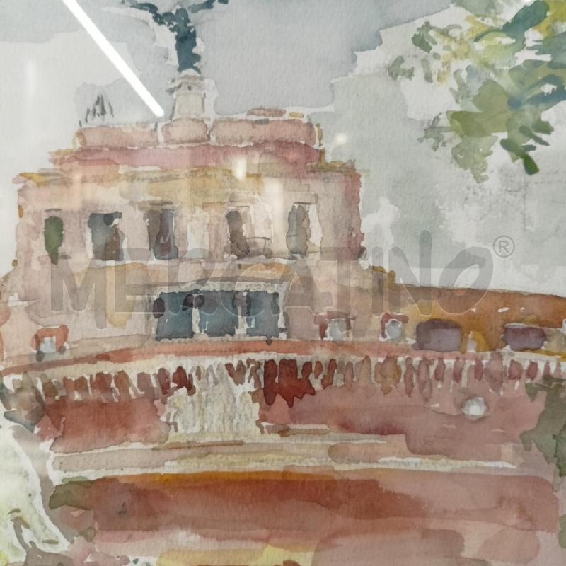 QUADRO ACQUERELLO CASTEL S.ANGELO CORN ARGENTATA | Mercatino dell'Usato Roma re di roma 4