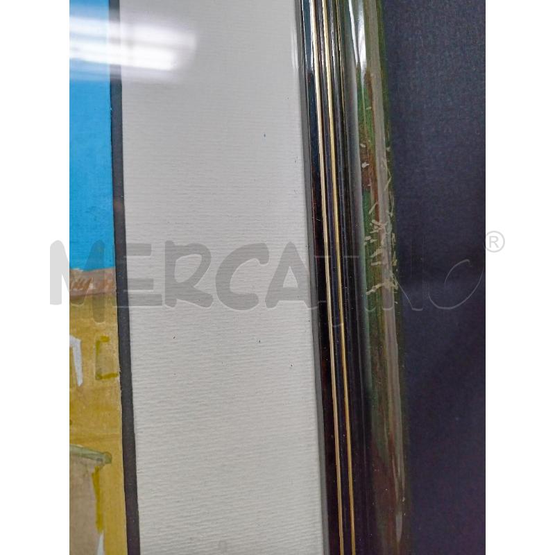 QUADRO ACQUERELLO CHIESA TORRE CORNICE LEGNO VERDE  | Mercatino dell'Usato Roma re di roma 4