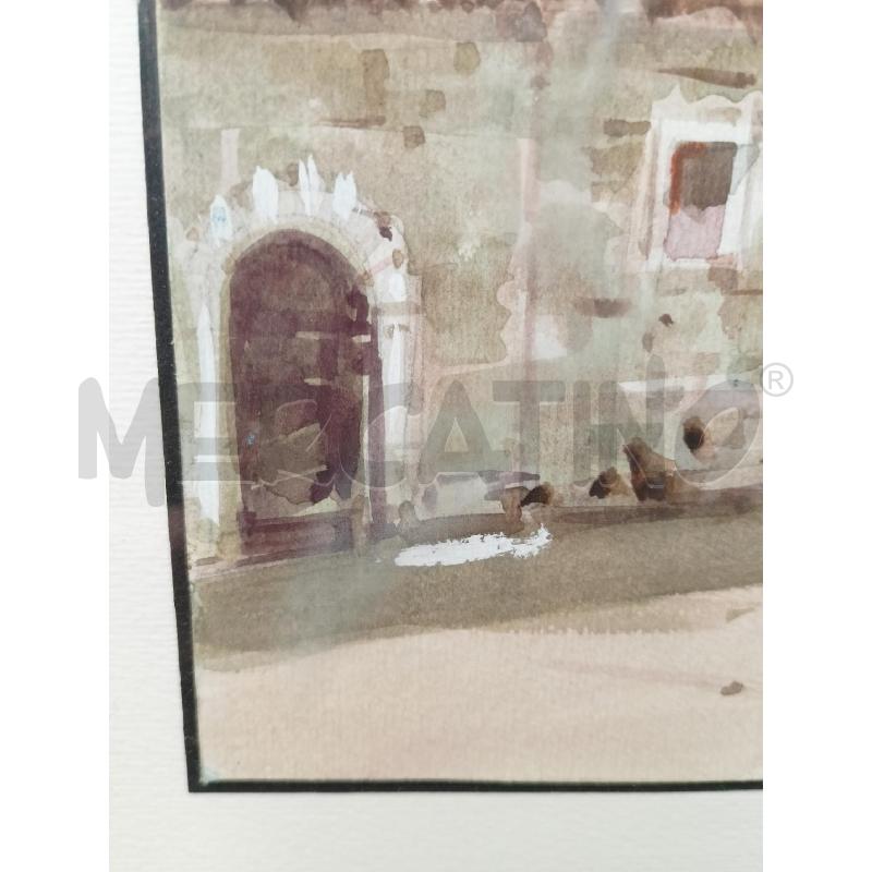 QUADRO ACQUERELLO CHIESA TORRE CORNICE LEGNO VERDE  | Mercatino dell'Usato Roma re di roma 5