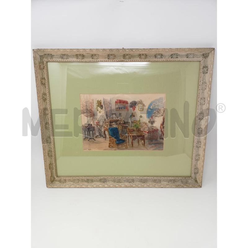 QUADRO ACQUERELLO INTERNOI SALOTTO CORN CHIARA | Mercatino dell'Usato Roma re di roma 1