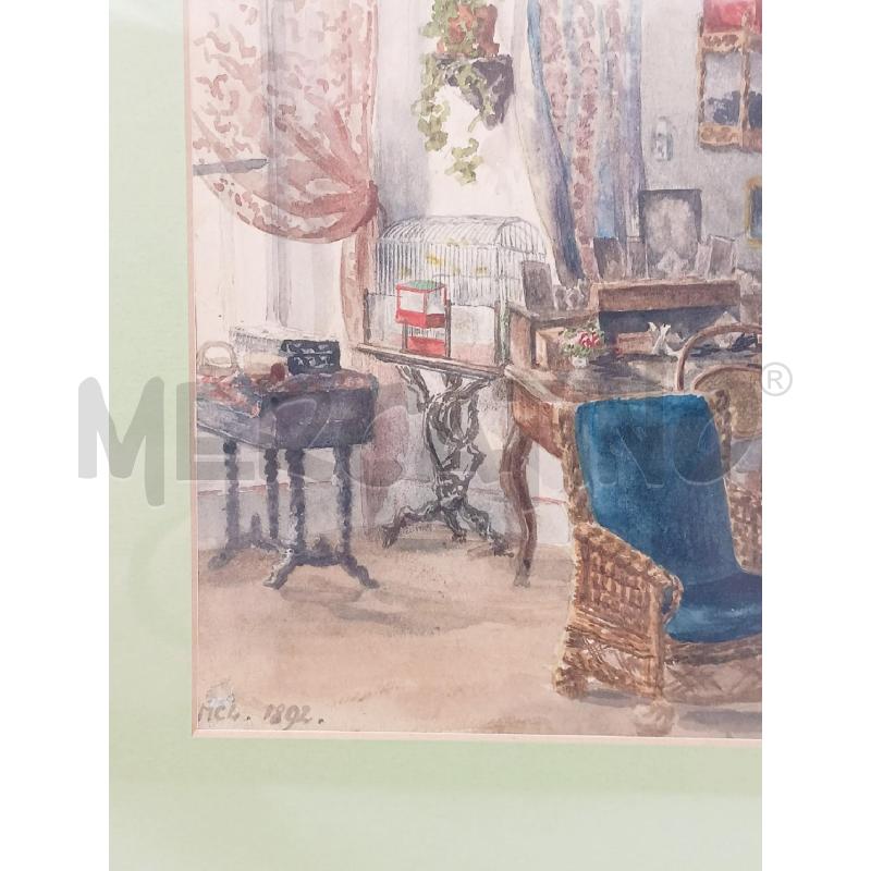 QUADRO ACQUERELLO INTERNOI SALOTTO CORN CHIARA | Mercatino dell'Usato Roma re di roma 2