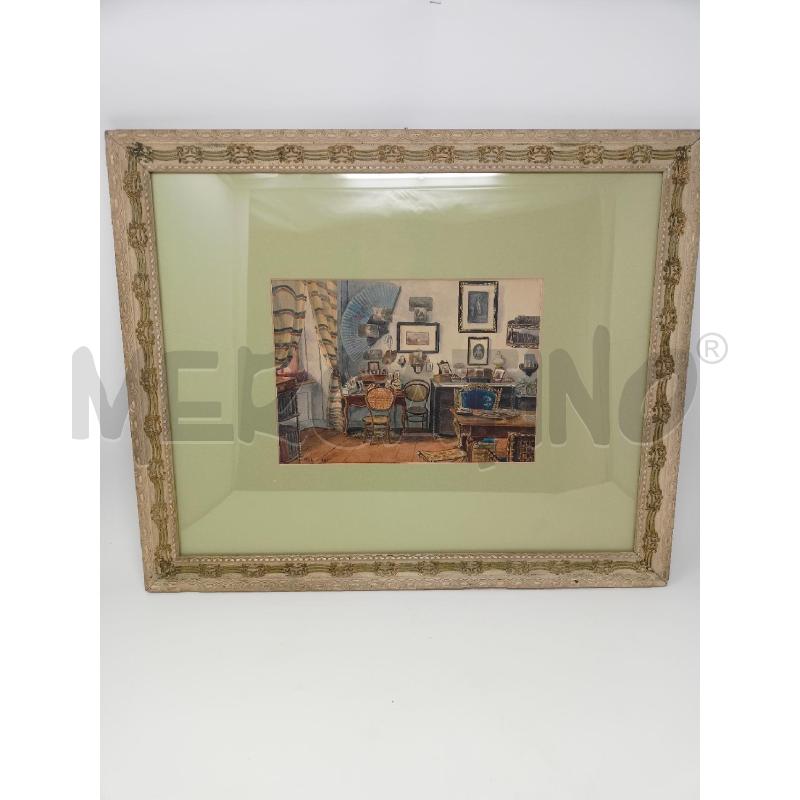 QUADRO ACQUERELLO INTERNO STANZA SEDIE CORN CHIARA | Mercatino dell'Usato Roma re di roma 1