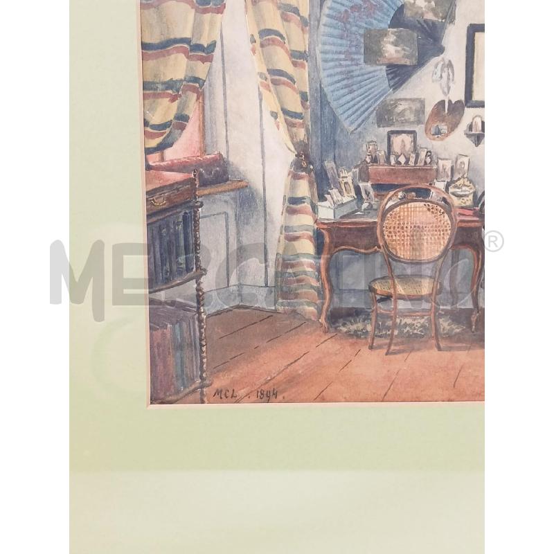 QUADRO ACQUERELLO INTERNO STANZA SEDIE CORN CHIARA | Mercatino dell'Usato Roma re di roma 2