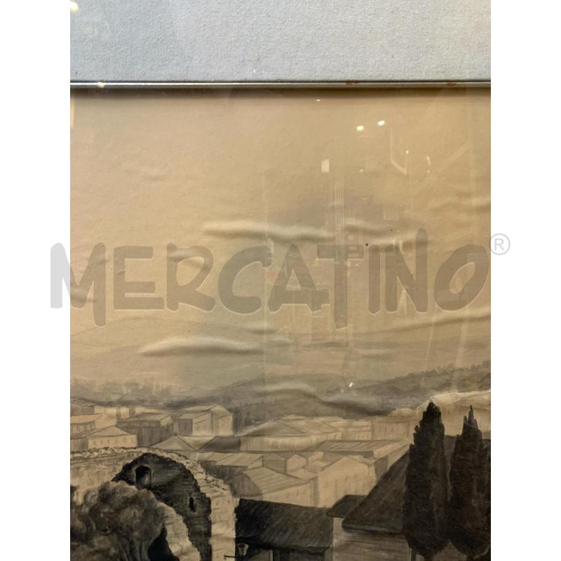 QUADRO ACQUERELLO PAESAGGIO BIANCO NERO SCORCIO ALBERI | Mercatino dell'Usato Roma re di roma 4