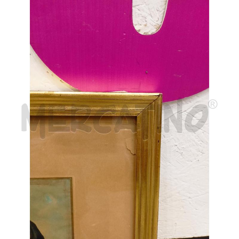 QUADRO ACQUERELLO PASTORE CAPRE BASTONE DIF CORNICE LEGNO DORATO | Mercatino dell'Usato Roma re di roma 4