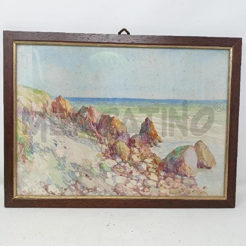 QUADRO ACQUERELLO SCOGLIERA MARE CORN LEGNIO | Mercatino dell'Usato Roma re di roma 1