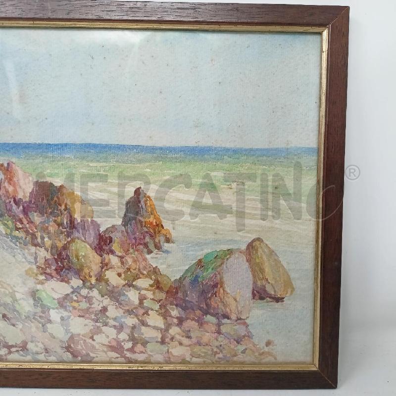QUADRO ACQUERELLO SCOGLIERA MARE CORN LEGNIO | Mercatino dell'Usato Roma re di roma 2